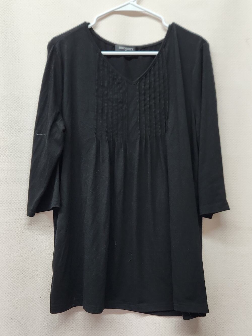 Black Pleated Front Tunic Top - Unbranded